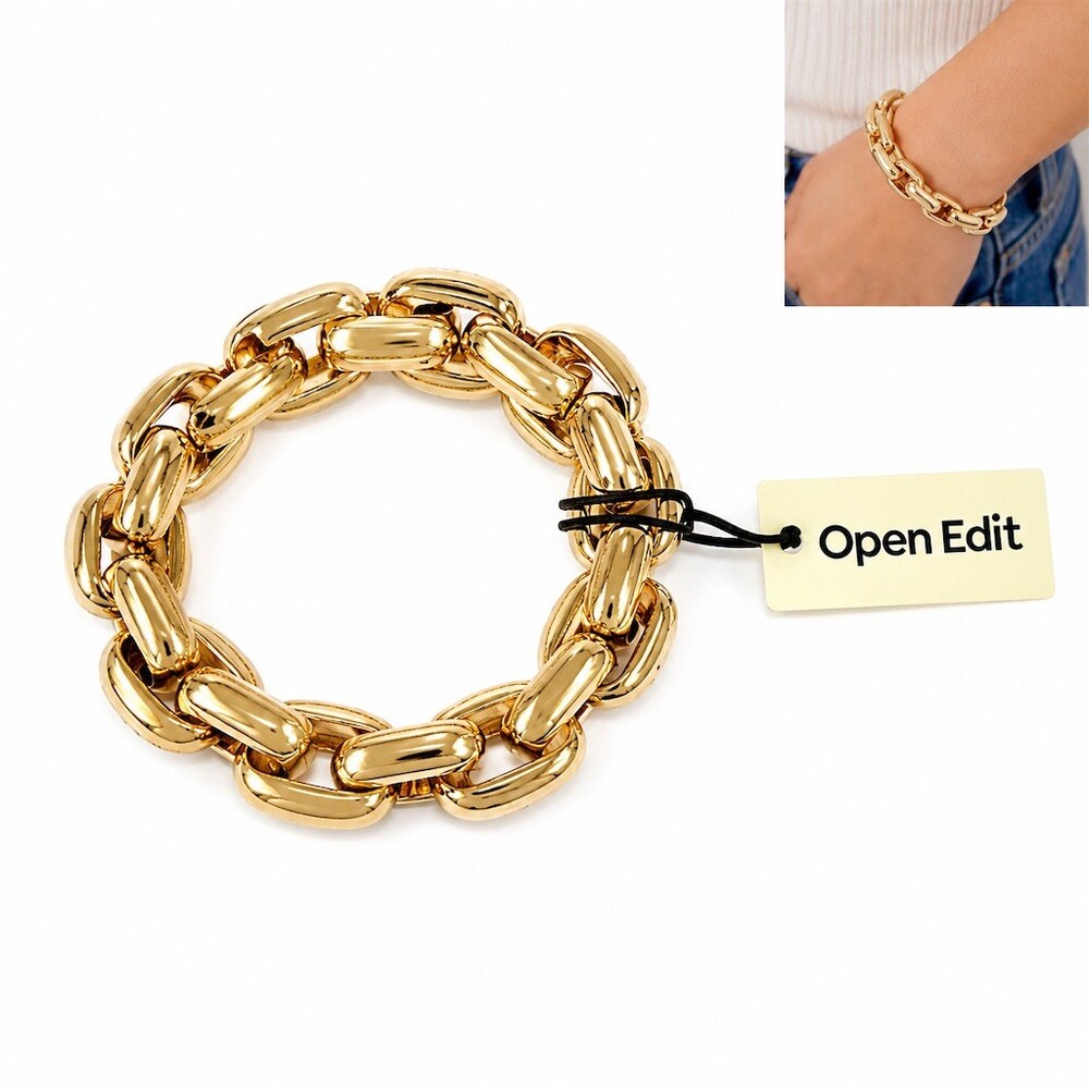 $35 Nordstrom Bracelet Gold Chunky trendy Link Chain Stretch Statement new gift